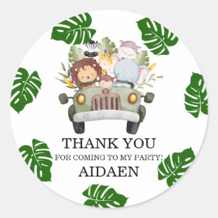 Wild One Jungle Safari Birthday Classic Round Sticker