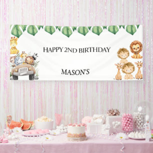 Wild One Jungle Safari Birthday for Boys Banner