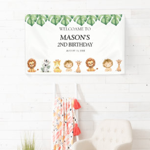 Wild One Jungle Safari Birthday for Boys Banner