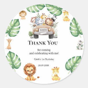 Wild One Jungle Safari Birthday for Boys Classic Round Sticker