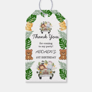 Wild One Jungle Safari Birthday Gift Tags