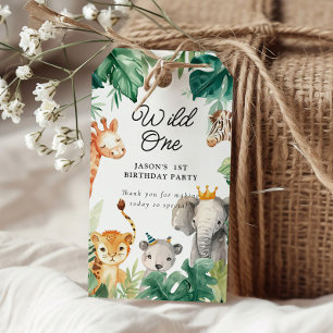 Wild One Jungle Safari Birthday Gift Tags
