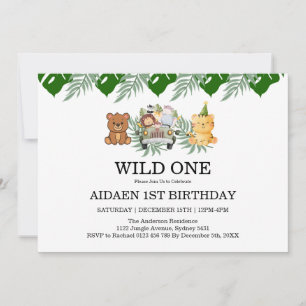 Wild One Jungle Safari Birthday Invitation
