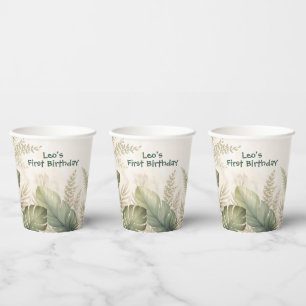 Wild One Jungle Safari Boy First Paper Plate Cups