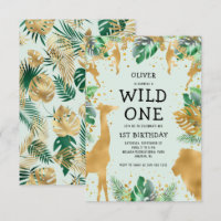 Wild One Jungle Safari Green Gold 1st Birthday