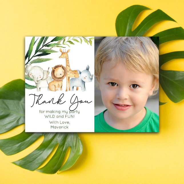 Wild One Jungle Safari Thank You Card (Creator Uploaded)
