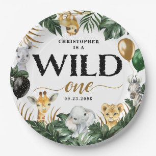 Wild One Jungle Safari Themed 1st Birthday Paper P Paper Plate