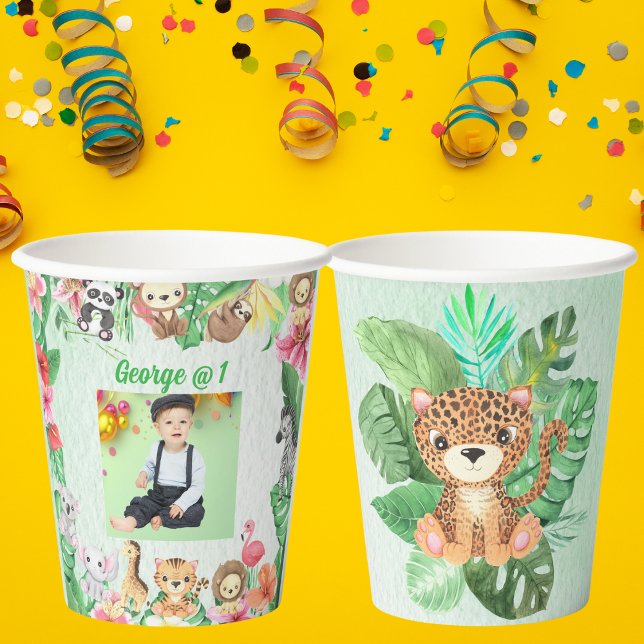 Wild One Jungle Safari Themed 1st Birthday Party Paper Cups (Creator Uploaded)