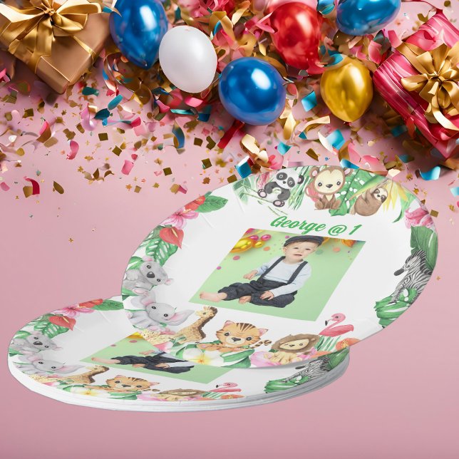 Wild One Jungle Safari Themed 1st Birthday Party Paper Plate (Creator Uploaded)
