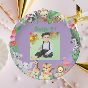 Wild One Jungle Safari Themed 1st Birthday Party Paper Plate