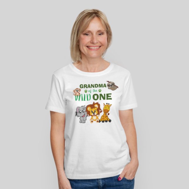Wild One Jungle Safari Zoo Animal Grandma Birthday T-Shirt (Creator Uploaded)