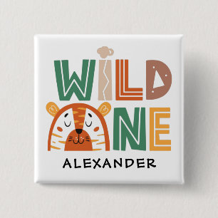 Wild One Jungle Theme 1st Birthday 15 Cm Square Badge