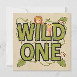 Wild One Jungle Theme Birthday Design Card