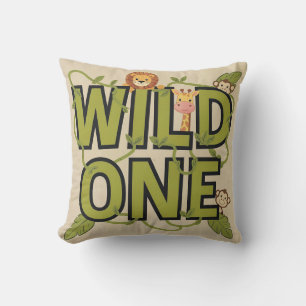Wild One Jungle Theme Birthday Design Cushion