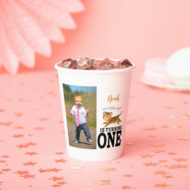 Wild One Jungle Tiger 1st Birthday Paper Cups (Insitu)