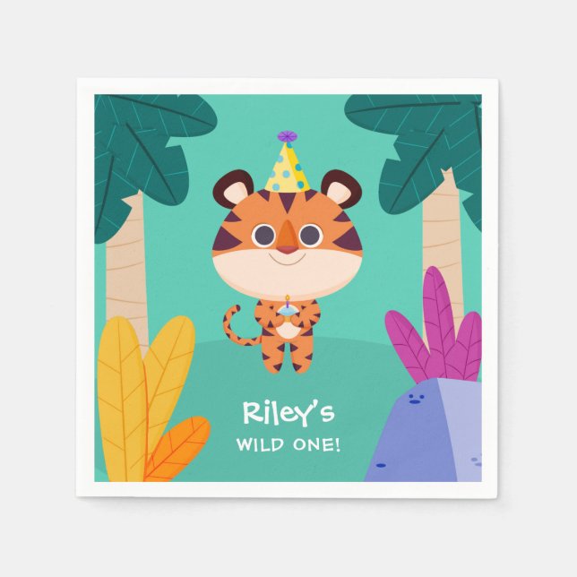 Wild One Jungle Tiger Napkin (Front)