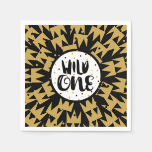 Wild One King of Things Crown 1st Birthday Party Napkin