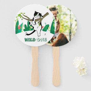 Wild One Kitty Greenery Add Your Image Hand Fan