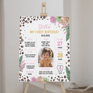 Wild One Leopard Birthday Milestone Sign