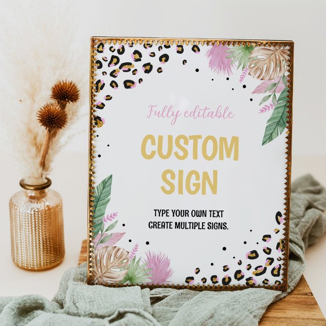 Wild One Leopard Print Birthday Party Table Sign (Creator Uploaded)
