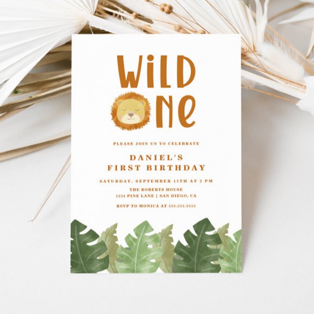 Wild One Lion 1st Birthday Invitation (Creator Uploaded)
