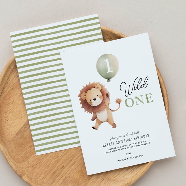 Wild One Lion 1st Birthday Invitation (Creator Uploaded)