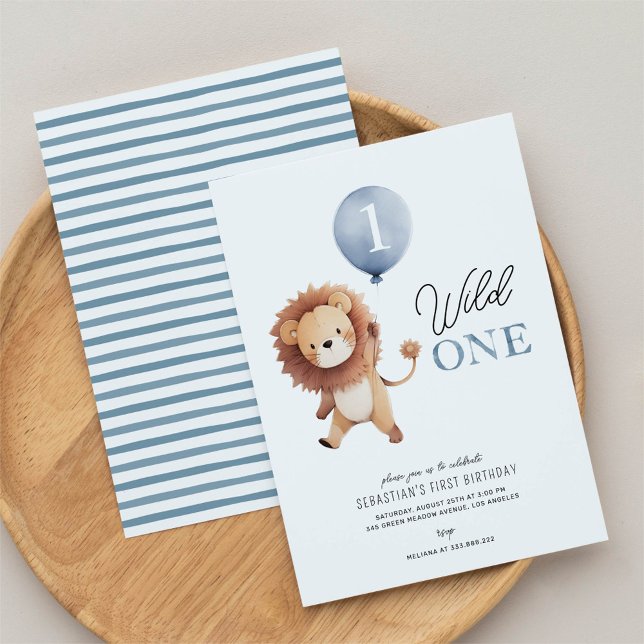Wild One Lion 1st Birthday Invitation (Creator Uploaded)