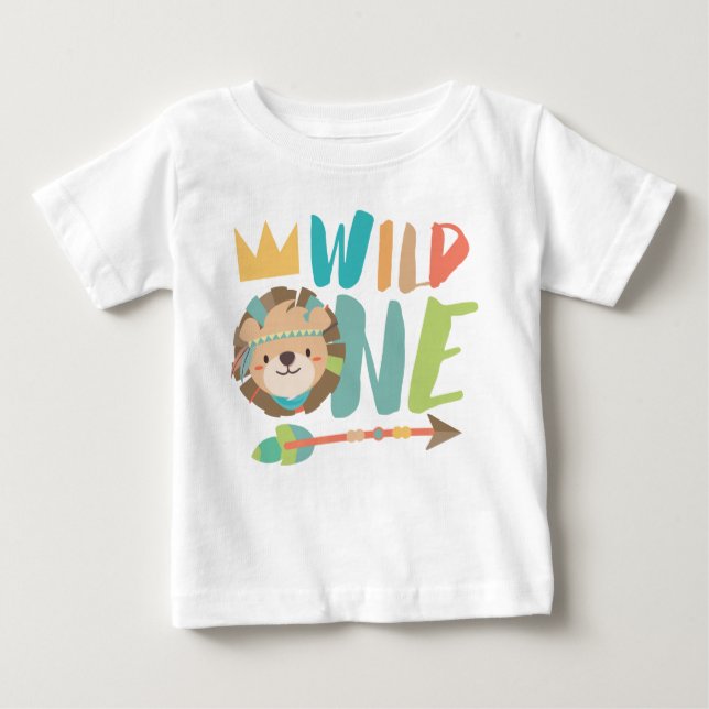 Wild One Lion and Arrow | Boho | One Year Old Baby T-Shirt (Front)