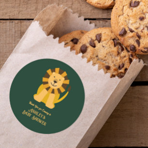 Wild One Lion Baby Shower Jungle Safari Favour Classic Round Sticker