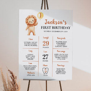 Wild One Lion Balloon First Year Milestone Sign
