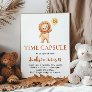 Wild One Lion Birthday Balloon Time Capsule Poster