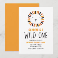 Wild One Lion boho First Birthday Invitation