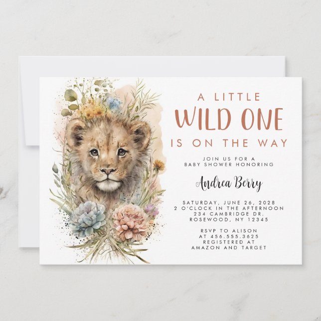 Wild One Lion Cub Baby Shower Invitation (Front)