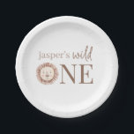 Wild One Lion Face Paper Plate<br><div class="desc">A watercolour lion face spelling 'wild one' with your child's name - perfect for your little one's First Birthday!</div>