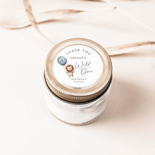 Wild One Lion Modern Birthday Classic Round Sticker