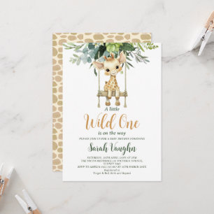 Wild One Little Giraffe Gender Neutral Baby Shower Invitation