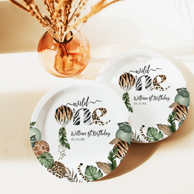Wild One Modern Gender Neutral 1st Birthday Paper Plate (Creator Uploaded)