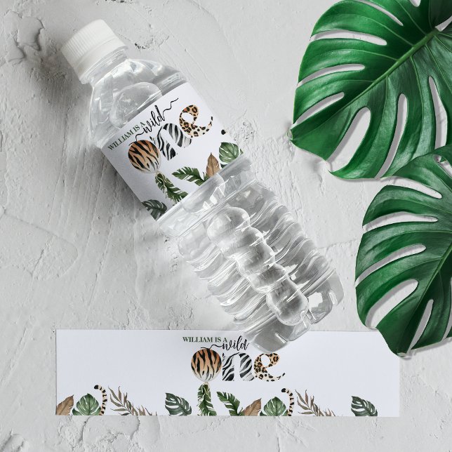 Wild One Modern Gender Neutral 1st Birthday Water Bottle Label (Creator Uploaded)