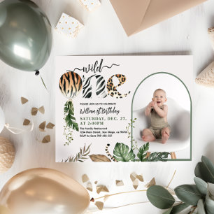 Wild One Modern Photo 1st Birthday Invitation