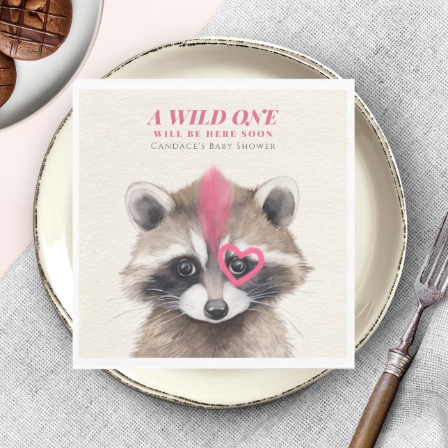 Wild One Mohawk Racoon Baby Shower Napkin (Creator Uploaded)