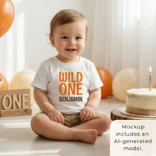 Wild One Name 1st Birthday Baby T-Shirt