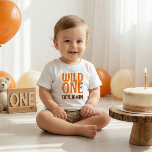 Wild One Name 1st Birthday Baby T-Shirt