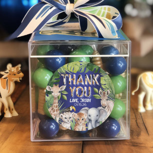 Wild One Navy Blue Boy 1st birthday Favour thanks  Classic Round Sticker