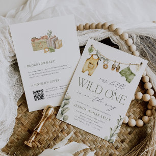 Wild One   Neutral Boho Safari Baby Shower Invitation