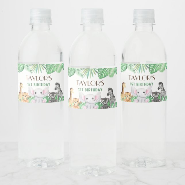 Wild One Neutral Celebration-  Safari Adventure! Water Bottle Label (Bottles)