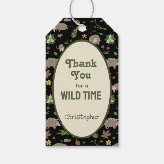 Wild One Opossum Birthday Black Thank You Favour Gift Tags