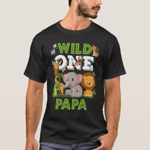 Wild One Papa Zoo Birthday Safari Jungle Animals T-Shirt