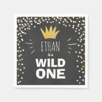 Wild one Paper Napkin Gold Crown First birthday