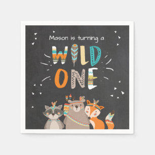 Wild one Paper Napkin Tribal Woodland Animals Boy