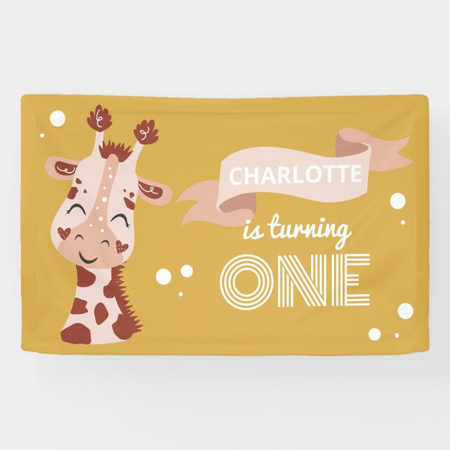 Wild One Party Animal Giraffe Banner (Horizontal)